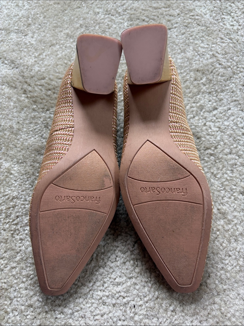 Franco Sarto Women’s Pink Tan Gold Metallic Block Heel Pumps - Picture 5 of 7